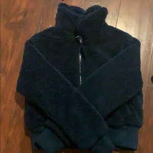 Crop teddy zip hoodie